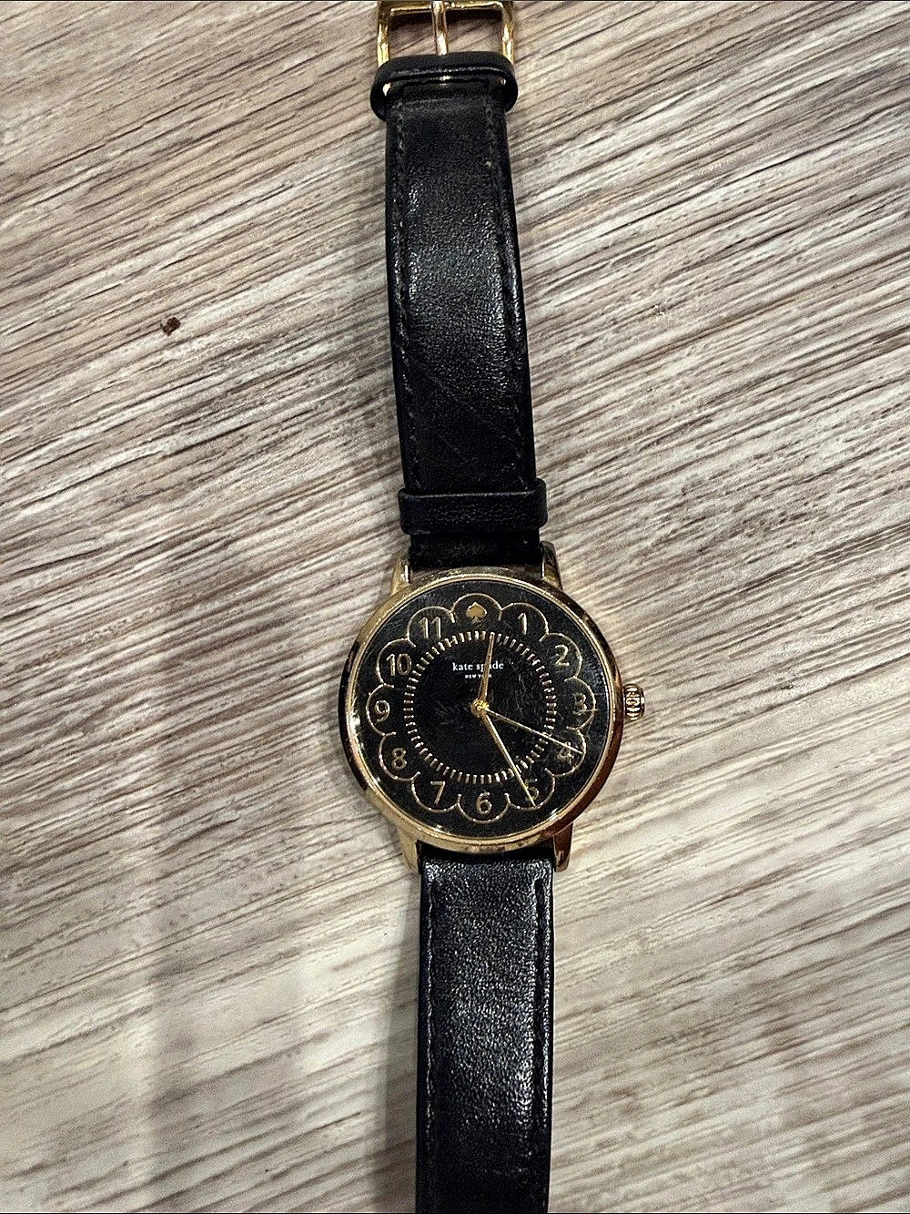 Kate Spade Metro Embroidered Floral Black Leather Watch